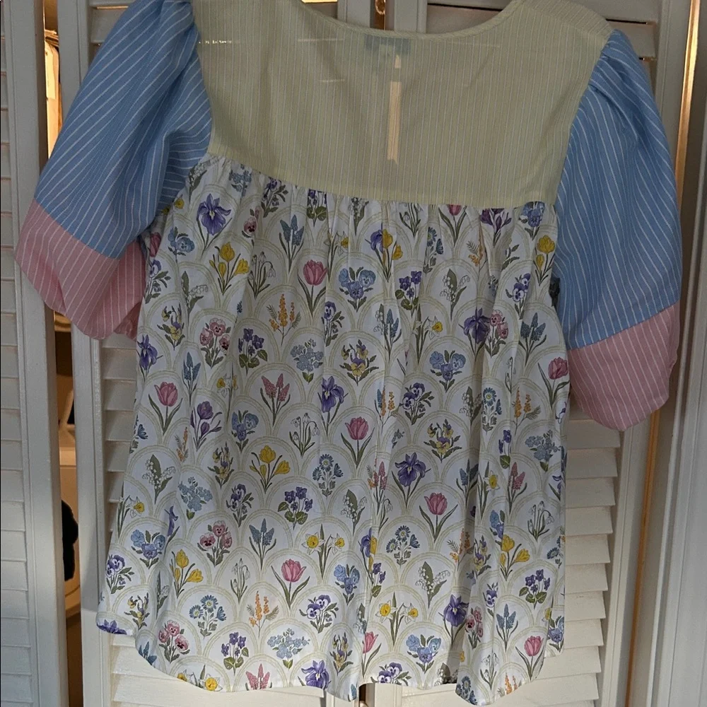 DAVI & DANI Yellow Striped Floral Blouse - Picture 3 of 3